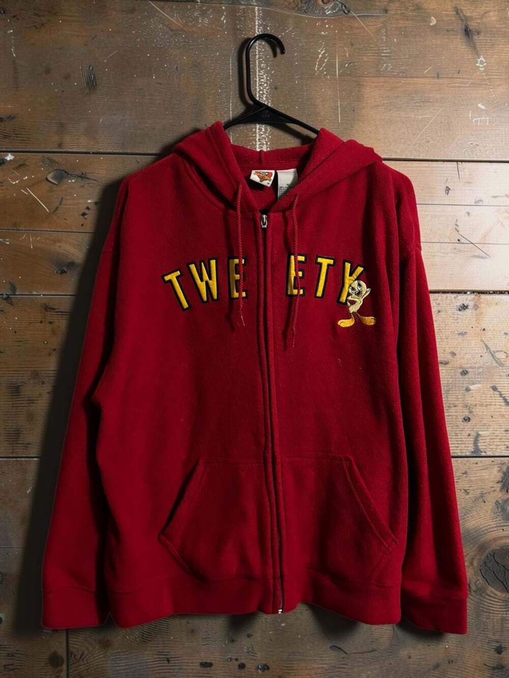 Looney Tunes Tweety Bird Red Fleece Full-Zip Hoodie